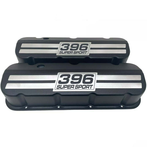 Big Block Chevy 396 Super Sport Tall Valve Covers - Billet Top - Black