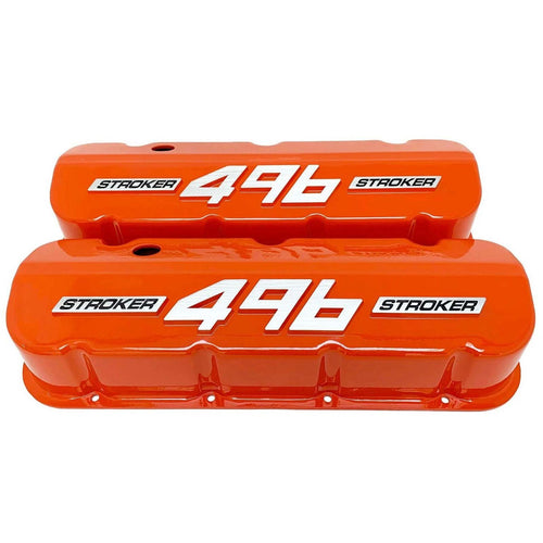 Big Block Chevy 496 Stroker - RAISED LOGO - Tall Valve Covers - Orange