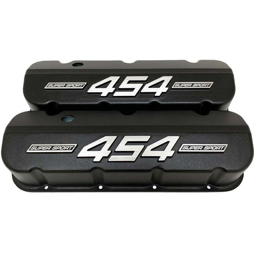 Big Block Chevy 454 Super Sport - RAISED LOGO - Tall Valve Covers - Black