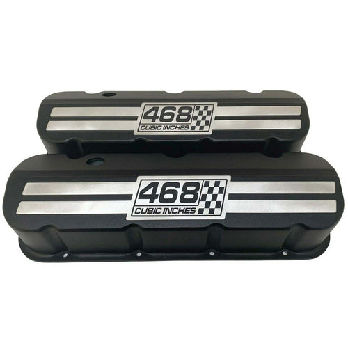 Big Block Chevy 468 Cubic Inches Tall Valve Covers - Billet Top - Black