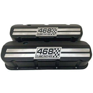 Big Block Chevy 468 Cubic Inches Tall Valve Covers - Billet Top - Black