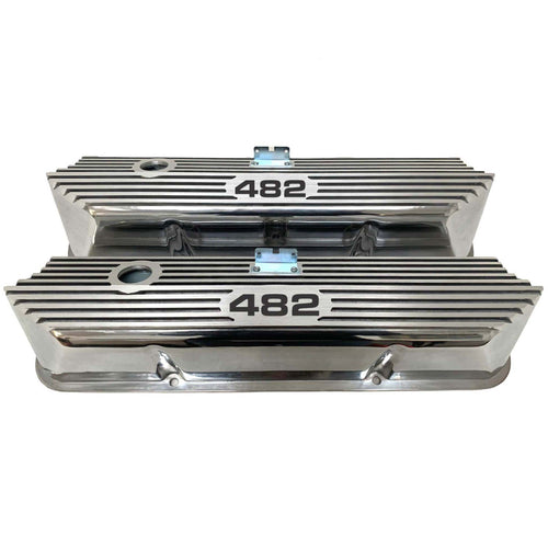 Ford FE Tall 482 Number Logo Valve Covers - Polished