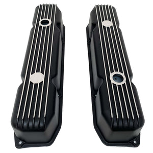 Mopar 383, 400, 440 Finned Valve Covers - Die-Cast Aluminum - Black