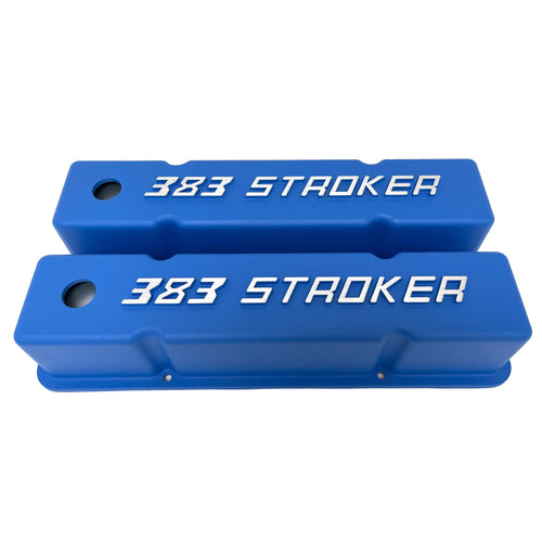 383 STROKER Raised Letter Tall Valve Covers - Blue