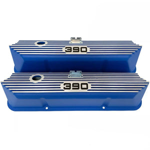 Ford FE Tall 390 Number Logo Valve Covers - Blue