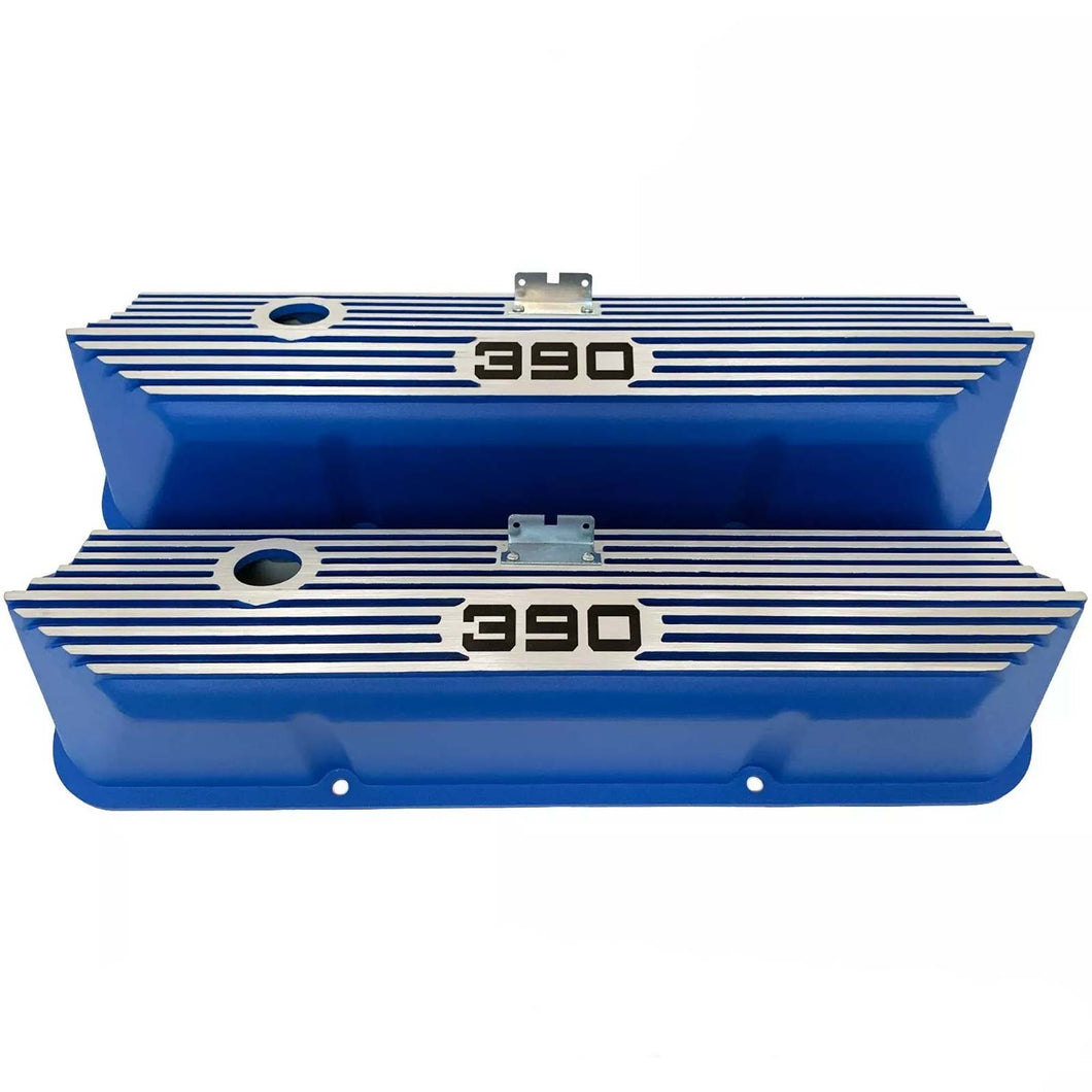 Ford FE Tall 390 Number Logo Valve Covers - Blue