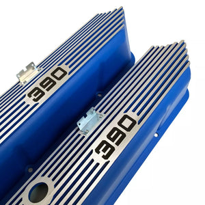 Ford FE Tall 390 Number Logo Valve Covers - Blue