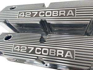 Small Block Pentroof 427 Cobra Deep Logo Tall Valve Covers - Polished