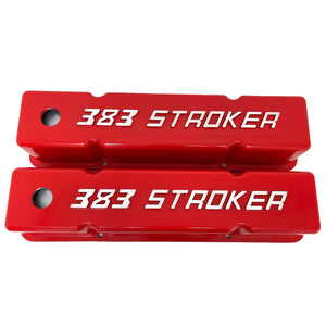 383 STROKER Raised Letter Tall Valve Covers - Red