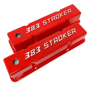 383 STROKER Raised Letter Tall Valve Covers - Red