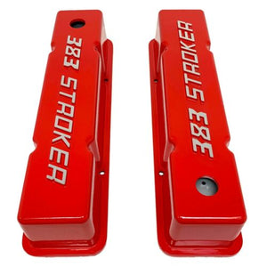 383 STROKER Raised Letter Tall Valve Covers - Red