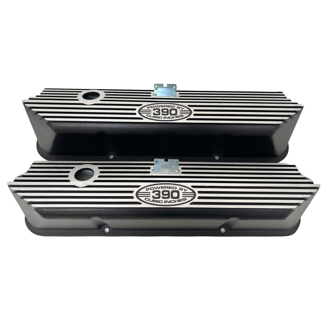 Ford FE Tall Powered By 390 Valve Covers - Black