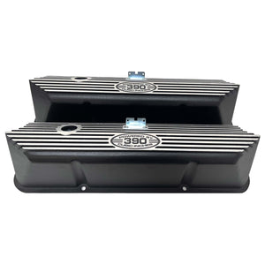 Ford FE Tall Powered By 390 Valve Covers - Black