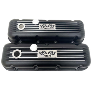 454 Big Block Chevy Finned Valve Covers & 14" Air Cleaner Kit - Black