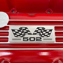 Load image into Gallery viewer, Big Block Chevy 502 Valve Covers, Flag Logo, Classic Finned - Red