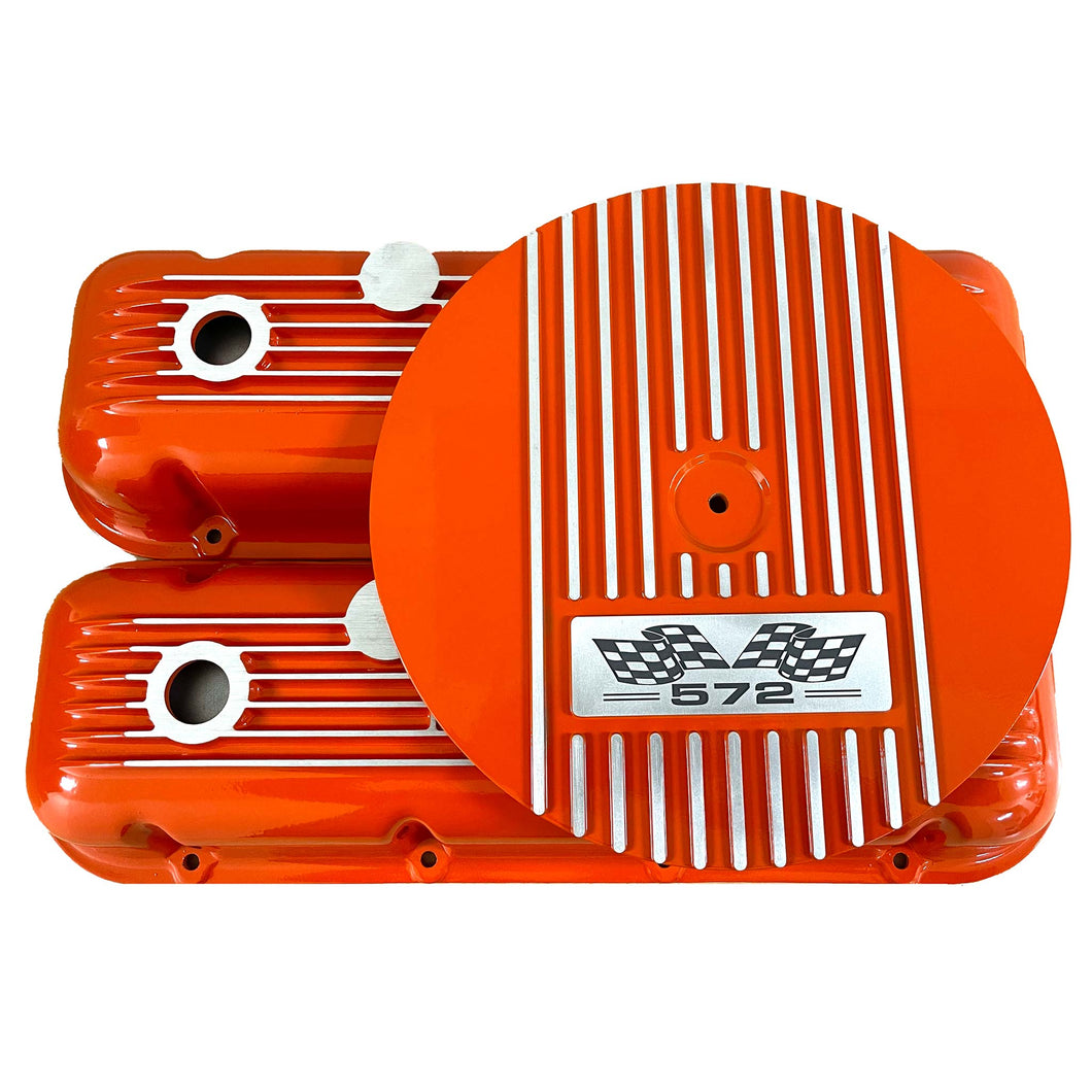 Big Block Chevy 572 Flag Logo Valve Covers & 14