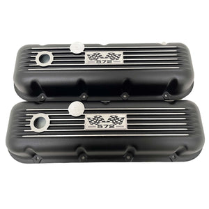 572 Big Block Chevy Finned Valve Covers & 14" Air Cleaner Kit - Black