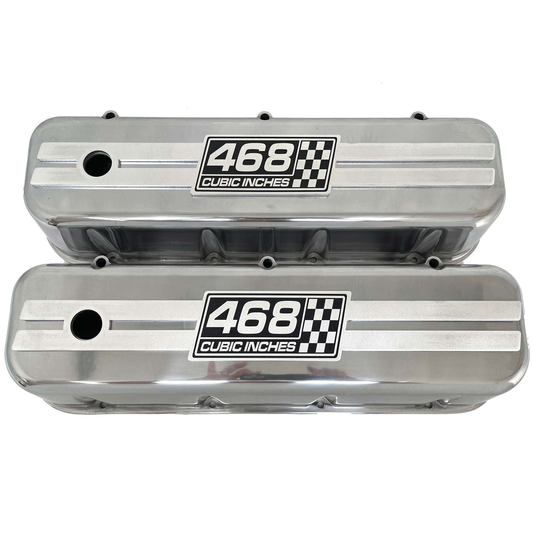 Chevy 468 Big Block Tall Valve Covers - Raised Billet Top - Polished