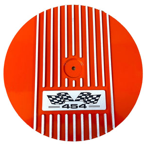 Big Block Chevy 454 Valve Covers, Flag Logo & 14" Air Cleaner - Orange