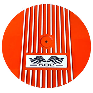 Big Block Chevy 502 Valve Covers, Flag Logo & 14" Air Cleaner - Orange