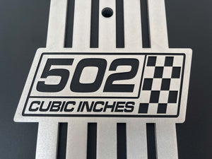 Big Block 502 Chevy 14" Round Air Cleaner Kit - Custom Engraved Billet Top - Black