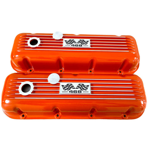 Big Block Chevy 468 Flag Logo Valve Covers - Orange