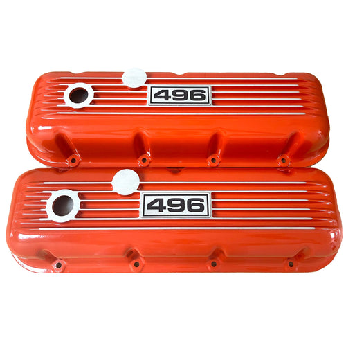 Big Block Chevy 496 Finned Valve Covers - Orange