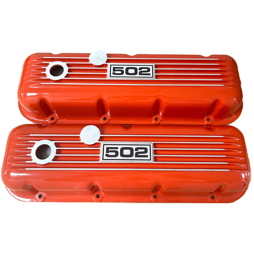 Big Block Chevy 502 Finned Valve Covers - Orange