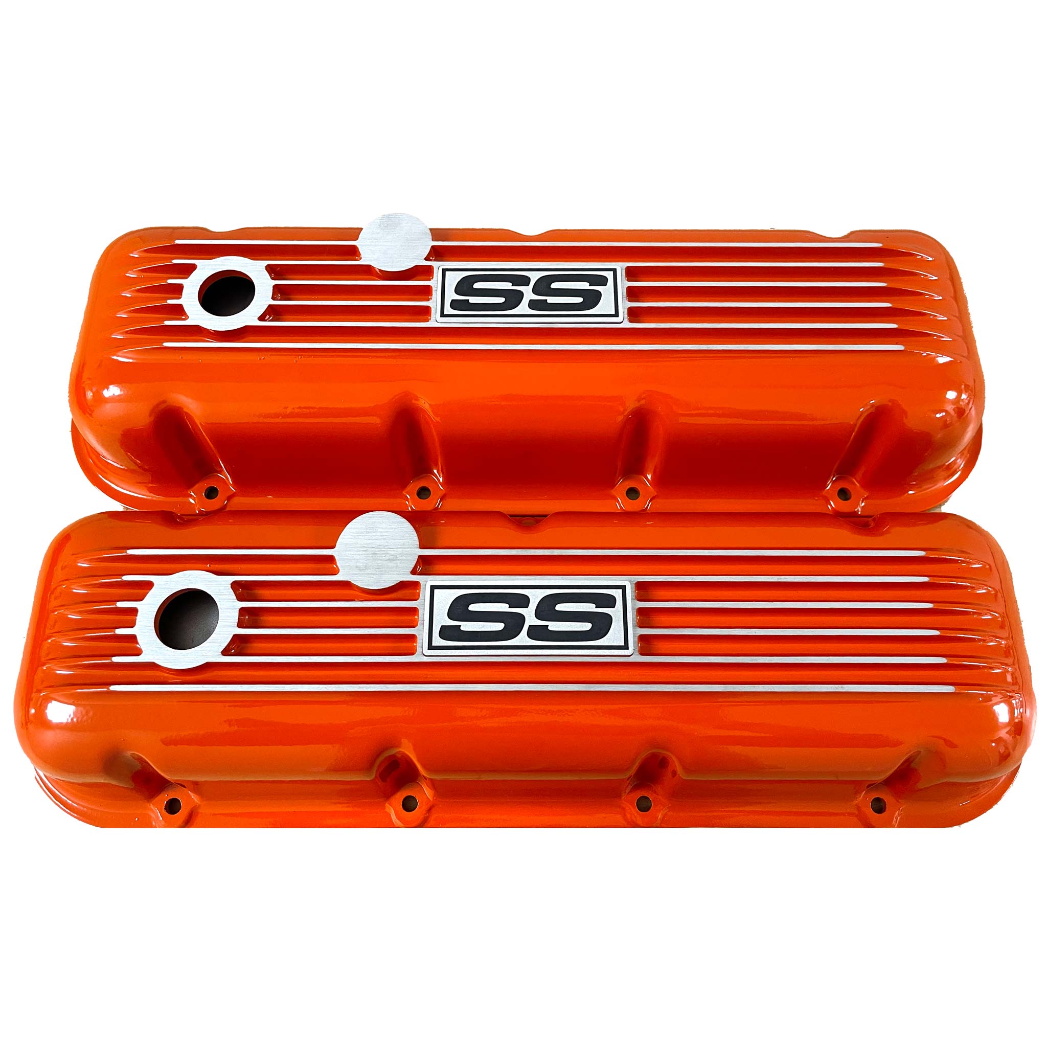 Big Block Chevy SS Block Logo Valve Covers - Orange – Ansen USA