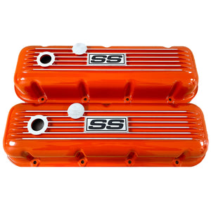 Big Block Chevy SS Block Logo Valve Covers - Orange