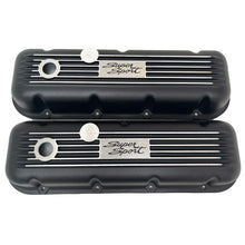 Load image into Gallery viewer, Big Block Chevy Super Sport Script Logo Finned Valve Covers - Black