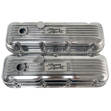 Load image into Gallery viewer, Big Block Chevy Super Sport Script Logo Finned Valve Covers - Polished