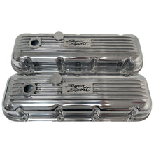 Load image into Gallery viewer, Big Block Chevy Super Sport Script Logo Finned Valve Covers - Polished