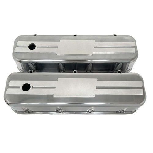 Big Block Chevy Flat Top Valve Covers with Custom Billet Top - Polished