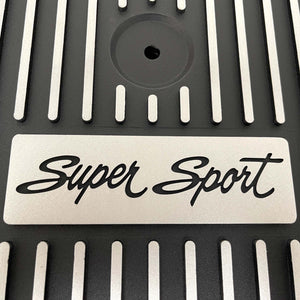 Big Block Chevy SUPER SPORT Script Logo - 13" Round Air Cleaner Kit - Black