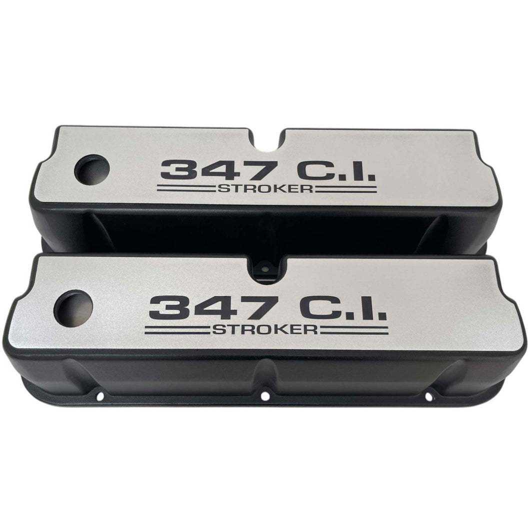 Ford Small Block 347 C.I. Stroker Tall Valve Covers - Billet Top - Black