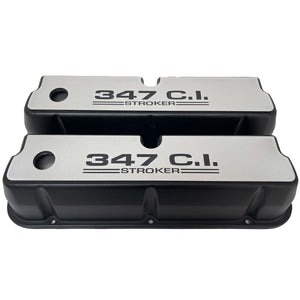 Ford Small Block 347 C.I. Stroker Tall Valve Covers - Billet Top - Black