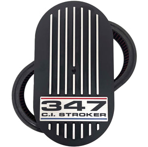 Ford 347 CI Stroker 15" Oval Air Cleaner Kit - 3 Color Logo - Black