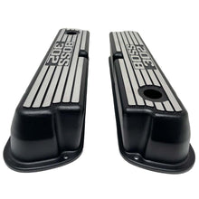 Load image into Gallery viewer, Ford Boss 302 Windsor Black Tall Finned Valve Covers, Style 3