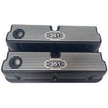 Load image into Gallery viewer, Ford 351 Valve Covers Tall Finned (POWERED BY 351 CUBIC INCHES) Black