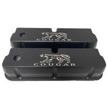 Load image into Gallery viewer, Ford 289, 302, 351 Windsor Cougar Valve Covers with Script - Black