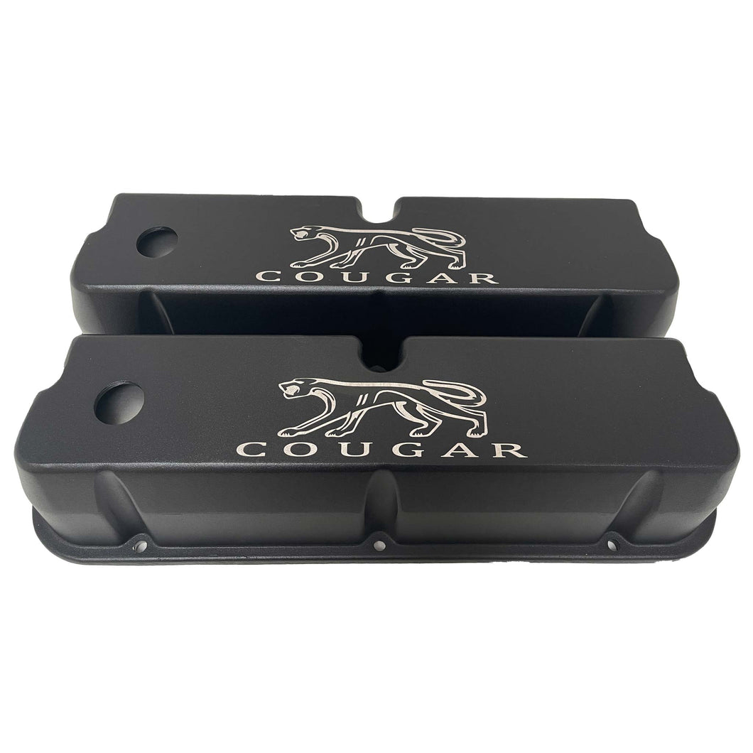 Ford 289, 302, 351 Windsor Cougar Valve Covers with Script - Black
