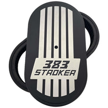 Load image into Gallery viewer, 383 STROKER Raised Billet Top 15&quot; Oval Air Cleaner Lid Kit - Black