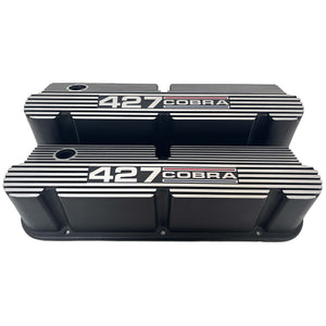 Ford Small Block Pentroof 427 Cobra Tall Valve Covers, Style 2 - Black