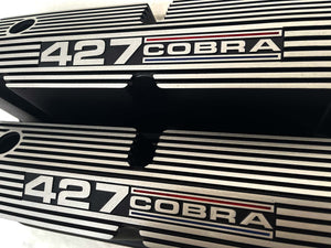 Ford Small Block Pentroof 427 Cobra Valve Covers - Tri-Color 2 - Black