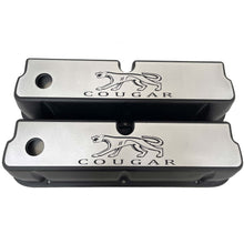 Load image into Gallery viewer, Ford 289, 302, 351 Windsor Cougar Valve Covers with Billet Top - Black