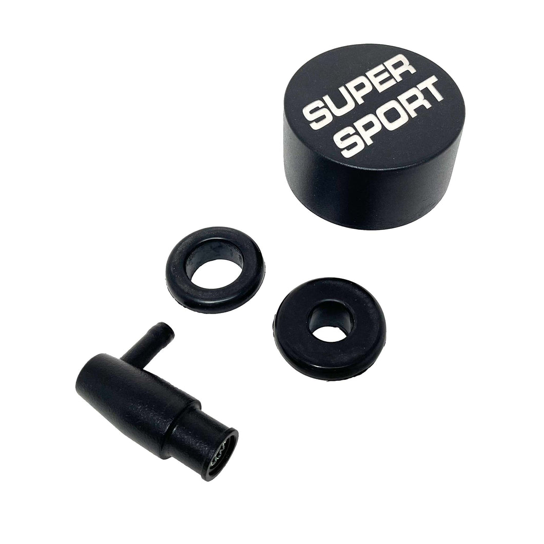 Chevy Super Sport Black Die-Cast Aluminum Breather & PCV Set