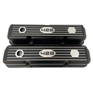 Ford FE 428 Short Finned Valve Covers - Black