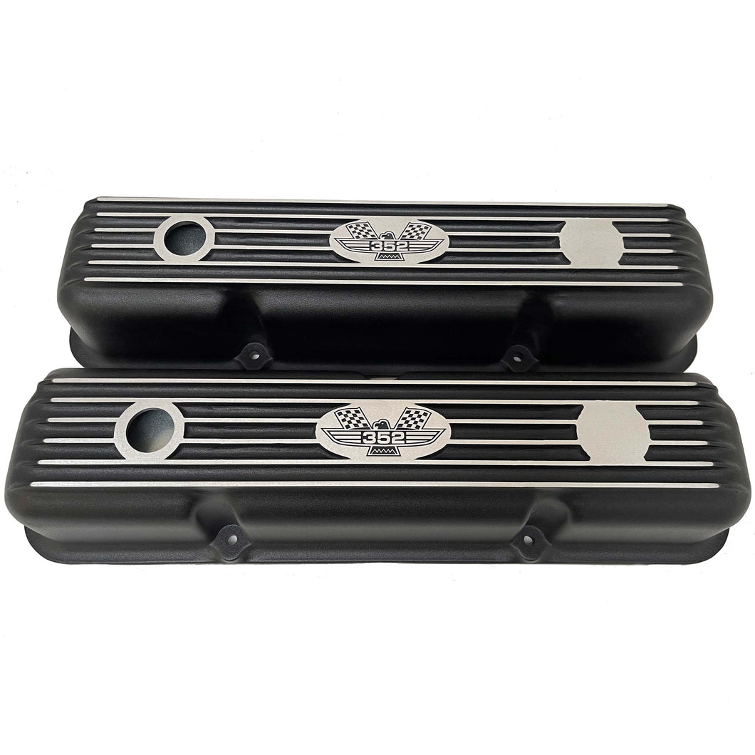 Ford FE 352 American Eagle Short Finned Valve Covers - Black