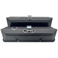 Load image into Gallery viewer, Ford FE Tall Cougar Logo Valve Covers, Finned - Black